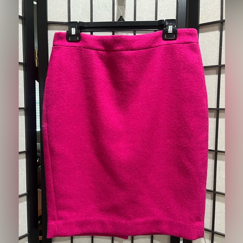 J CREW Fuchsia WOOL BLEND Pencil Skirt WOMEN SIZE 8